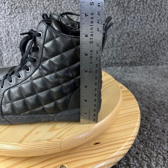 boc Quilted Boots Brightop Womens Size 7 Black Vegan Leather Combat Ankle Bootie - Picture 6 of 11